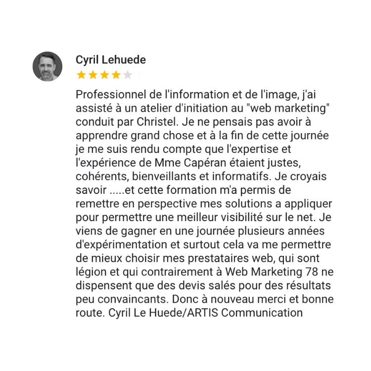 avis google 4 étoiles expertise marketing digital